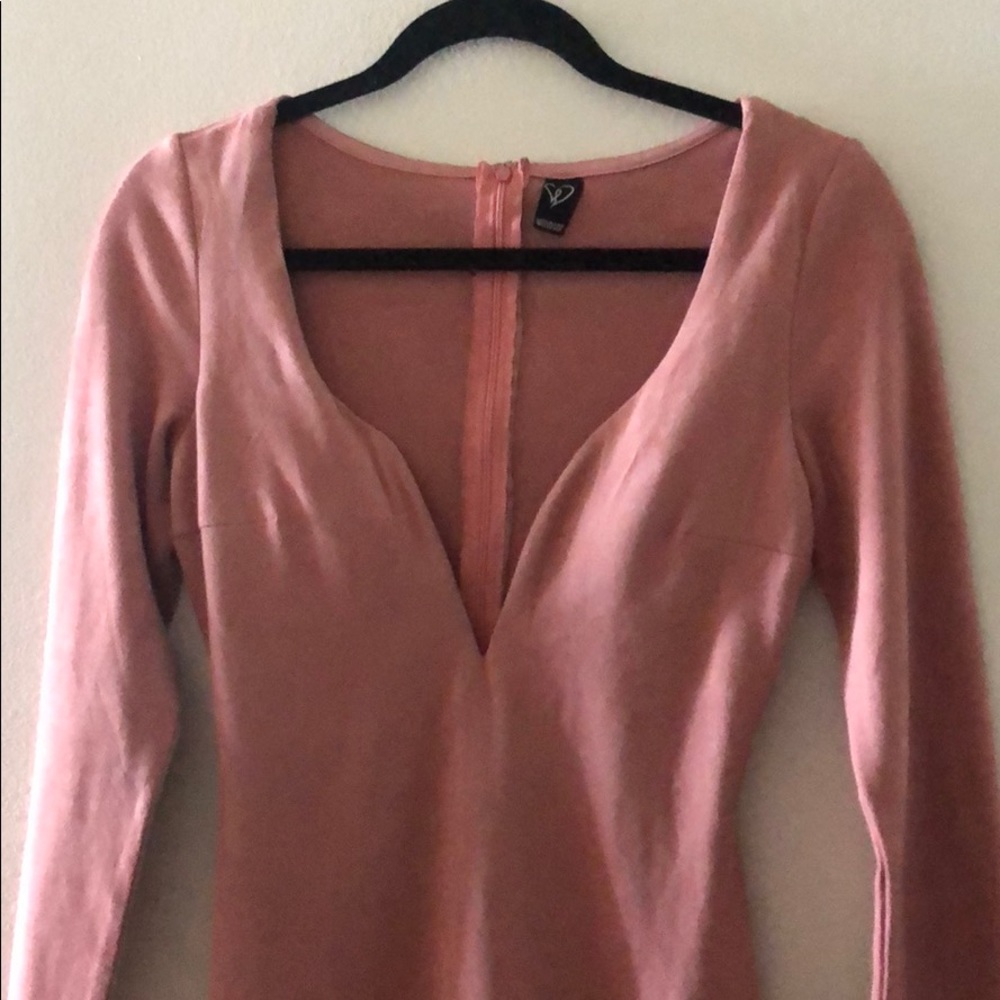 Pink faux suede dress